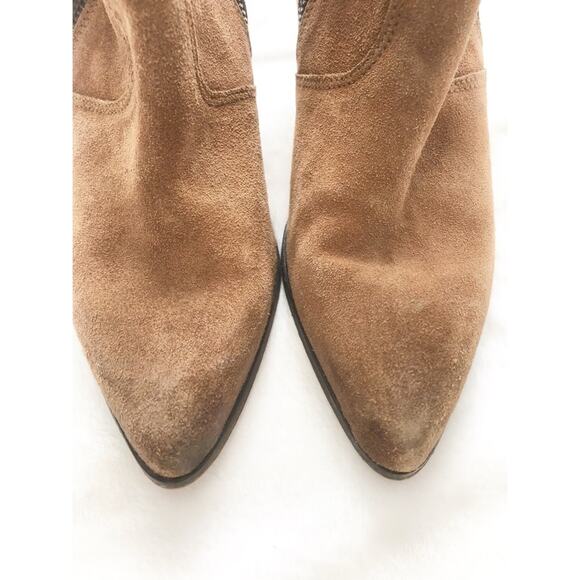 Freebird by Steven brown tan suede ankle boots 7 cowboy western heel - Picture 12 of 13